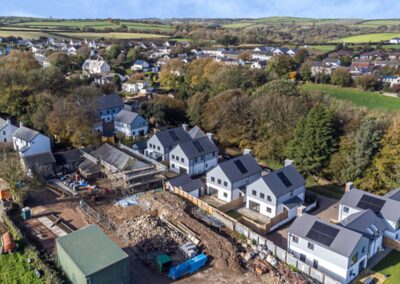 A drone shot showing the new residential development in Penhaven Court, North Devon