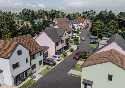 A computer CGI mockup of proposed project site at Robins Way Somerset